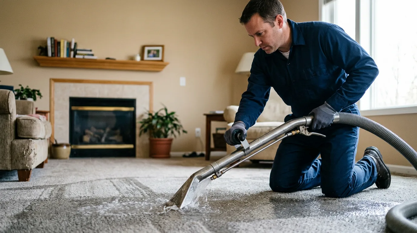 Water damage restoration technician working near Laketon, IN